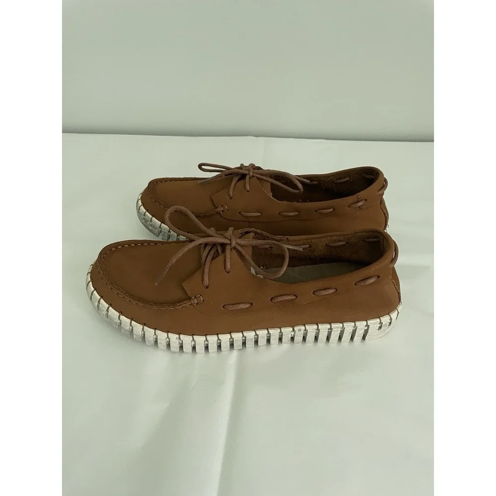 Bernie Mev Ladies TW41 Brown Suede Boat Shoes Comfort Size 9 / 40 NEW